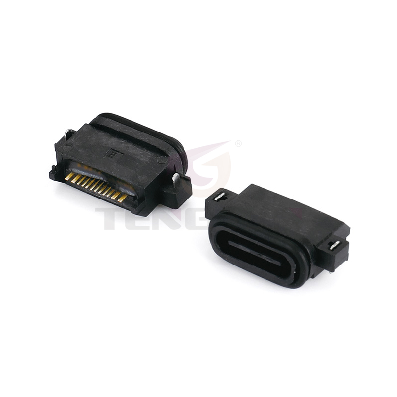 防水Type-C母座16Pin沉板3A充电接口USB-C连接器