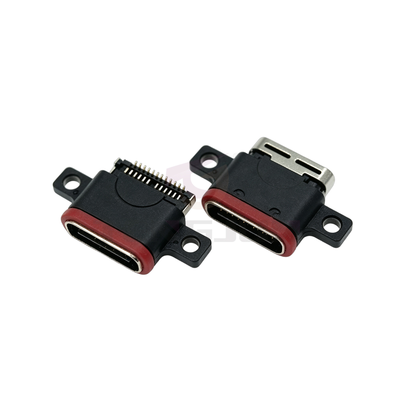 防水TYPE C母座USB 24PIN 带防水圈 带锁孔
